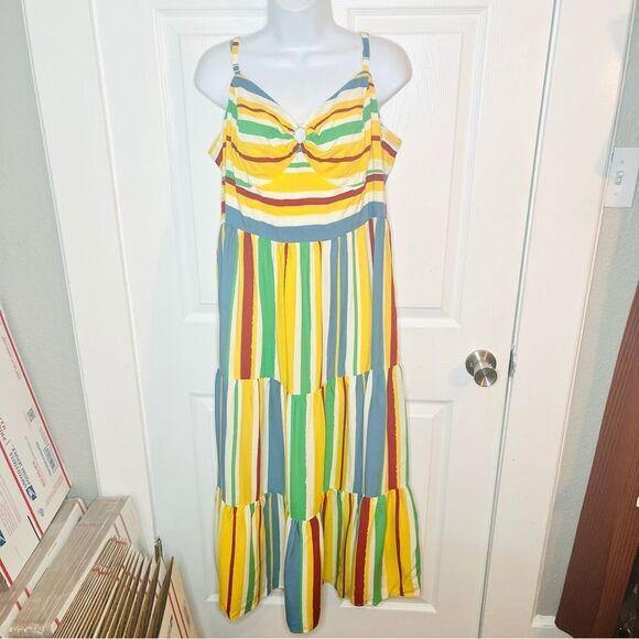 Hell Bunny Sunshine And Lollipops Maxi Dress Colorful Tiered Maxi Sundress XL - Picture 5 of 11